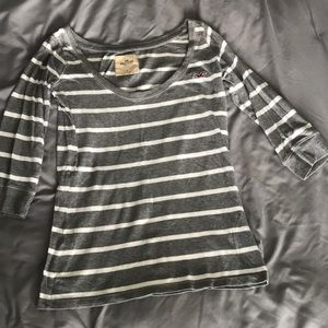 Gray and White striped Hollister Top